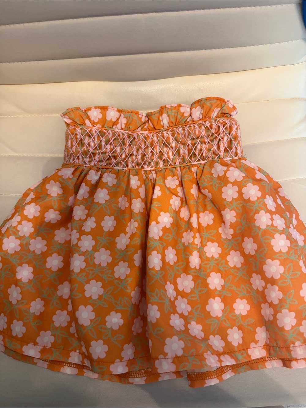 Eliza James Kids 4t Girl's Orange Floral Smocked Skirt
